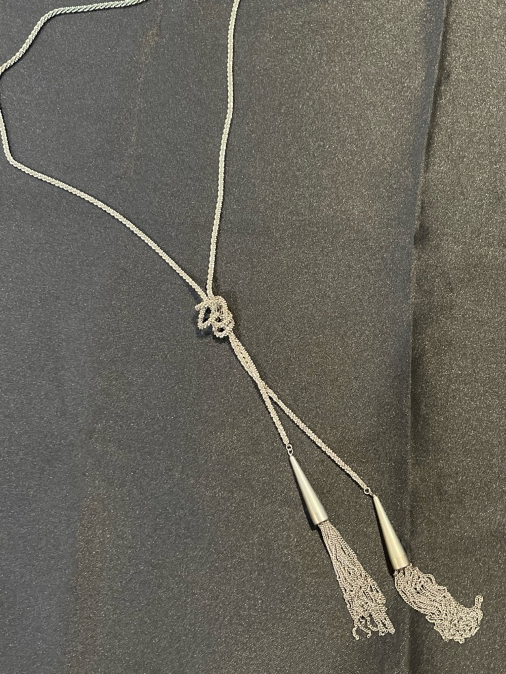 Silver Tassel Lariat Necklace - Women Jewelry